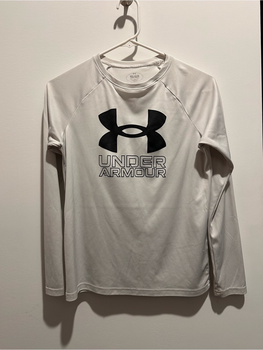 Under Armour Youth White Long-Sleeve Logo Performance Shirt